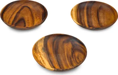 Produktbild von 3er Set Snackschale Holz Akazie 15x15cm Rund Schale Obstschale Dekoschale Teller