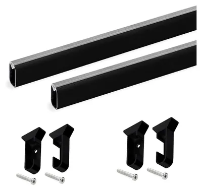 Produktbild von Schrankstangen-Set, 750 mm, Schwarz, Aluminium und Kunststoff, Partie von 2