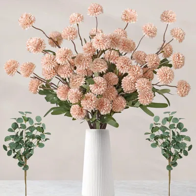 Immagine prodotto di Omgoods - Set di 12 fiori artificiali con eucalipto per decorazioni da tavola