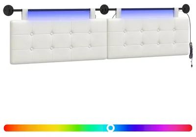 Produktbild von Hängendes Kopfteil Mit LED Licht Weiß Kunstleder