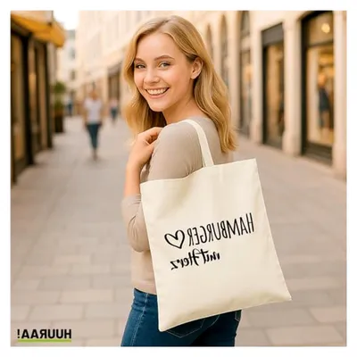 Produktbild von Jutebeutel Hamburger mit Herz 10 Liter Baumwolle Tasche Geschenkidee