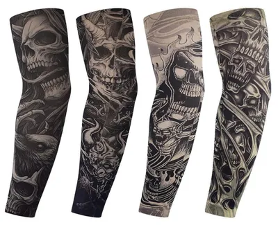 Immagine prodotto di 4 coprisleeves per braccio con motivi tattoo, con protezione UV, traspiranti ed elastici