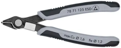 Produktbild von Knipex 78 71 125 ESD, Diagonale Zange, Edelstahl, Stahl, Kunststoff, Schwarz, Grau, 125 mm, 57 g