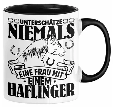Produktbild von Haflinger Tasse Geschenk Haflinger-Besitzerin Pferde Kaffeetasse Geschenkidee Spruch Reiterin Reiten Pferde  Kaffee-Becher (Schwarz)