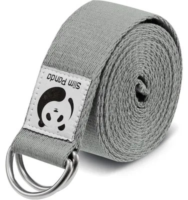 Produktbild von Yoga Gurt aus Baumwolle mit Schiebeschnalle aus Metall, verstellbar, 180/250cm, Hellgrau