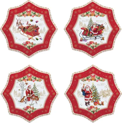 Image de Coffret 4 Assiettes Etoile En Porcelaine Christmas Memories - Pozzi Milano Spa