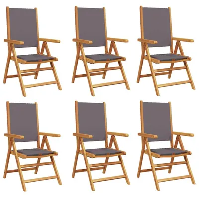 Image de Chaise de jardin Réglable 6 pcs. Anthracite Tissu et bois massif