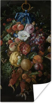 Produktbild von MuchoWow® Poster Früchte und Blumen - Gemälde von Jan Davidsz. de Heem 80x160 cm - Kinderzimmer