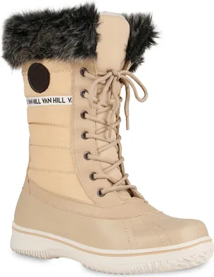 Produktbild von VAN HILL Warm Gefütterte Damen Stiefeletten Winterboots Stiefel Schuhe 838030, Farbe: Beige, Größe: 40
