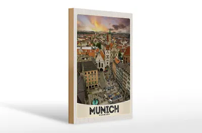 Produktbild von Holzschild Reise 20x30cm Ausblick auf München Deutschland