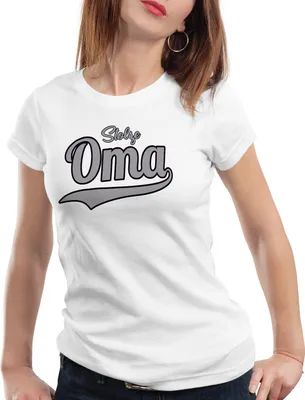 Produktbild von style3 Stolze Oma Damen T-Shirt Großmutter Fun Funshirt Spruch Spruchshirt, Farbe:Weiß, Größe:XL