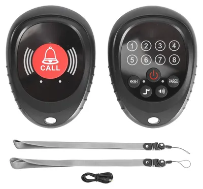 Immagine prodotto di Pulsante di chiamata wireless per infermieri, sistema professionale e ricaricabile per l'assistenza, con ampia portata e lunga durata