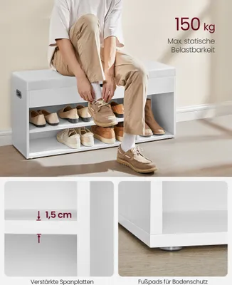 Produktbild von VASAGLE Schuhbank mit Stauraum, 3 offene Fächer, Länge 100 cm, Weiß