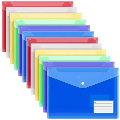 Produktbild von Dokumentenmappe A4 zum Abheften, 12 Stück, 6 Farben, PP, 33 x 23 cm