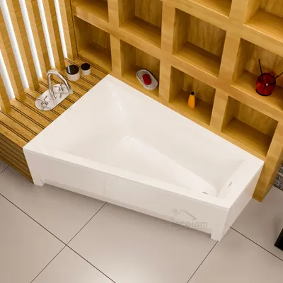 Produktbild von ECOLAM Badewanne RITA Trapezwanne Eckwanne Trapezform 160x100 cm links + Schürze Acryl Siphon Viega Füße Silikon Acrylwanene