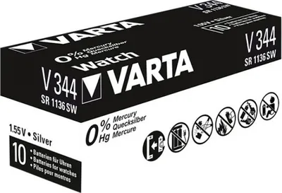 Produktbild von Varta Batterie Silver Oxide Knop. 344, 1.55V Retail (10-Pack) 00344 101 111