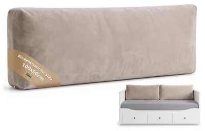 Produktbild von Rückenkissen Sofa mit Füllung und Bezug – Sofakissen Samt 100x50 cm Beige