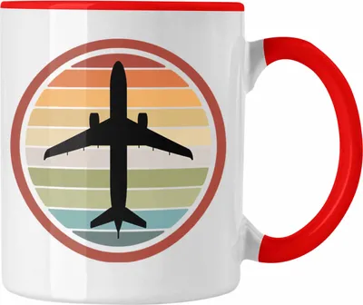 Produktbild von Trendation - Pilot Geschenk Tasse Piloten Flugzeug Geschenke Motive Flughafen Grafik (Rot)