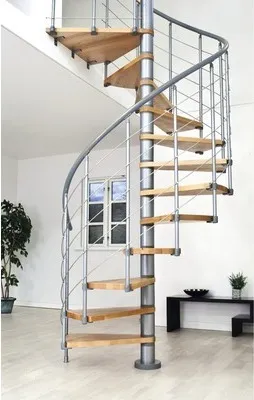 Produktbild von Pertura Spindeltreppe Koralia Buche Leimholz Ø 160 cm Grau 11 Stück Stufen 12 Steigungen Stabgeländer Relinggeländer Gra