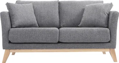 Produktbild von Miliboo - Sofa skandinavisch 2 Plätze Hellgrau helle Holzbeine OSLO