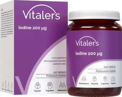 Image de Vitaler's Iode 200 µg - 120 comprimés, végétalien, complément alimentaire pour 4 mois, sans conservateurs, composition pure
