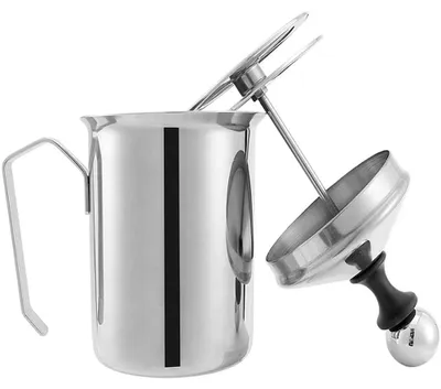 Immagine prodotto di Schiumalatte manuale schiumatore per latte - Acciaio inossidabile - 500 ml - Doppio filtro