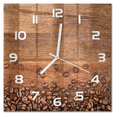 Produktbild von Glas Wanduhr 30x30 cm - Wanduhr - lautlose Wanduhr - ohne Ticken - geräuschloses Uhrwerk - schleichende Zeiger - moderne Uhr - Design Uhr - Wohnzimmer Uhr - Kaffeebohnen