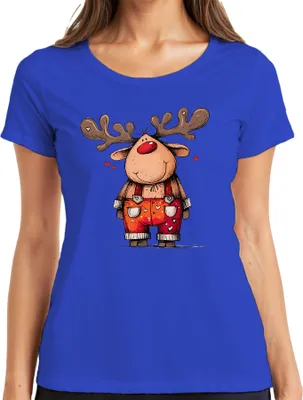 Produktbild von Niedliches Rentier Rudolf Rotnase Weihnachten Geschenk Kinder Damen T-Shirt, Blau, S