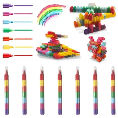 Image de Crayons de couleur 7 pièces, empilables, 7 couleurs en 1, pour enfants