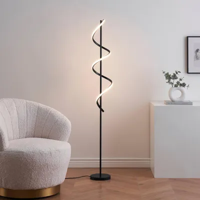 Produktbild von Große schwarze LED Lampe mit spiralförmiger Lichtkaskade -Simaria
