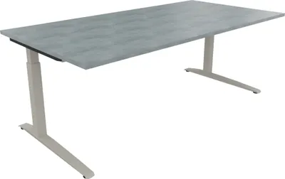 Produktbild von Schreibtisch Kufe Einzels. Quadrat B2000xT1000xH650-850 si/Beton hell