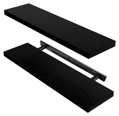 Produktbild von Wandregal Regalbrett schwarz 60cm, Regale für die Wand 2er-Set, Schweberegal mit der höchsten Träger 20kg, Lackierung ist gleichmäßig für Arbeitsplätze, Büro, Wohnzimmer
