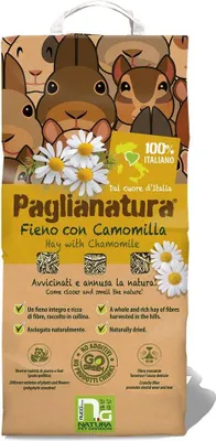 Productafbeelding van Paglianatura Naturheu met kamille, 1300g – Rustgevend en vezelarm voer voor konijnen, knaagdieren en andere kleine huisdieren
