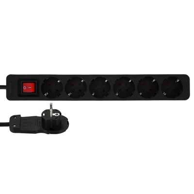 Produktbild von REV 12626514, 2 m, Drinnen, Schwarz, 6 AC-Ausgänge, 230 V, 3680 W