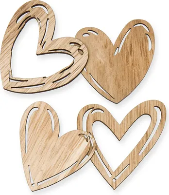 Produktbild von 12 Holz-Streudeko Herzen natural