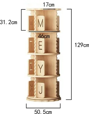 Produktbild von 360Home Drehbares Bücherregal aus Massivholz Kinder-Eckregal 4 Ebenen 50,5*129cm [BR724H]