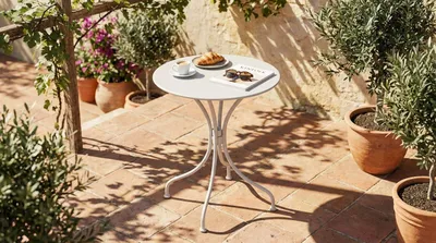 Immagine prodotto di Milani Home - tavolo da giardino rotondo, Romanus, diametro 60 cm, in acciaio, tortora