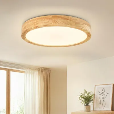 Produktbild von Dehobo LED Deckenleuchte 24 W, Rund Deckenlampe Holz ∅ 30 cm, Küchenlampe