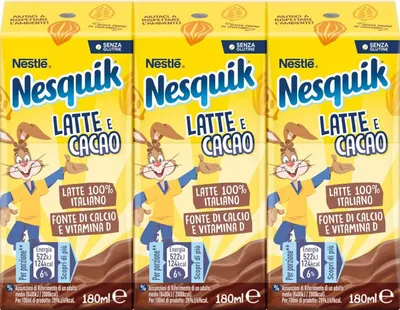 Produktbild von Nestle Nesquik Ready To Drink Milk, 180 ml, Cocoa, 289 kJ, 69 kcal, 3,9 g, 10,2 g