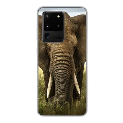 Produktbild von MuchoWow® Handyhülle Schutzhülle Hülle für Samsung Galaxy S20 Ultra Elefant - Natur - Gras - Tiere - Landschaft Silikon Softcase Handy Hülle - Karteninhaber