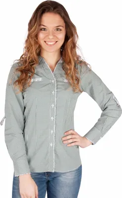 Produktbild von Spieth & Wensky Damen Trachtenbluse Edessa kariert in Grün, Größe 48