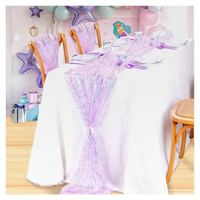 Produktbild von Tischläufer Meerjungfrau Pailletten Lila für Geburtstag, Hochzeit, Party, Weihnachten, Ostern 63 x 300 cm