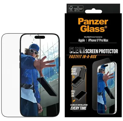 Obrázek produktu pro PanzerGlass Ultra-Wide Fit Fastfit kalené sklo pro iPhone 17 Pro Max