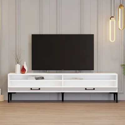 Produktbild von Skye Decor, Hochwertiger TV-Ständer, Weiß, 180 x 35 x 47 cm | 100% melaminbeschichtete Spanplatte, Stärke: 18 mm | Modernes Design für Ihr Zuhause, elegant und funktional.