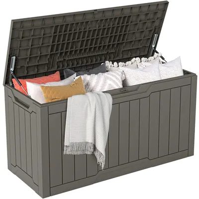 Imagen del producto de Caja de almacenamiento para exteriores, impermeable, de 300 litros, con dimensiones de 115x46,8x58 cm, ideal para jardín y terraza