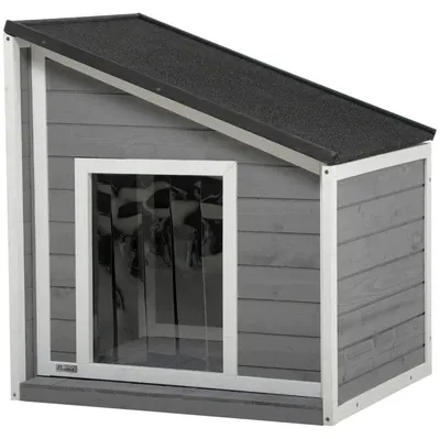 Image de Cabanon pour petits chiens | Couleur : Noir, gris et blanc | Dimensions : 58 x 71 x 53/77 cm