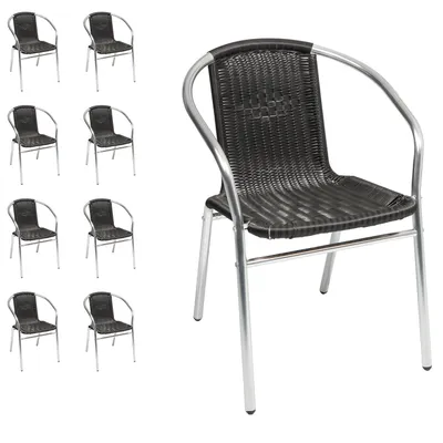Produktbild von 9 Stück Stabiler Aluminuim / Polyrattan Bistrostuhl stapelbar