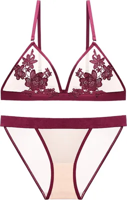 Produktbild von SHEKINI Verführerisches Dessous-Set mit Stickerei BH und Strings Rot S