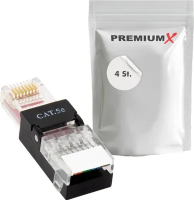 Produktbild von PremiumX 4x Netzwerkstecker ungeschirmt RJ45 CAT5e LAN Stecker Plug Connector Netzwerk