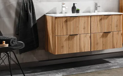 Produktbild von DESIGN Badmöbel Set ADEL EICHE 120 cm LED SOFT-CLOSE MONTIERT Waschtisch